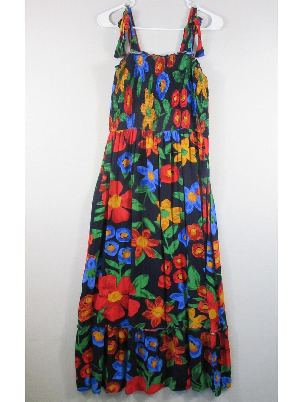 Tobrief Womens Square Neck Maxi Dress Floral Print Sleeveless Size L Black